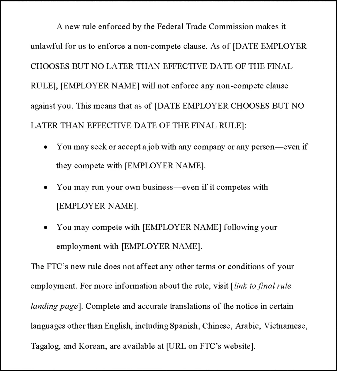 Visual for this record: The FTC's noncompete ban was vacated before it took effect